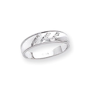 14k White Gold AA Quality Trio Mens Wedding Band