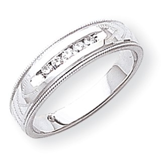 14k White Gold AA Quality Trio Mens Wedding Band