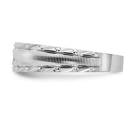 14k White Gold AA Quality .03 carat Diamond Trio Mens Complete Wedding Band