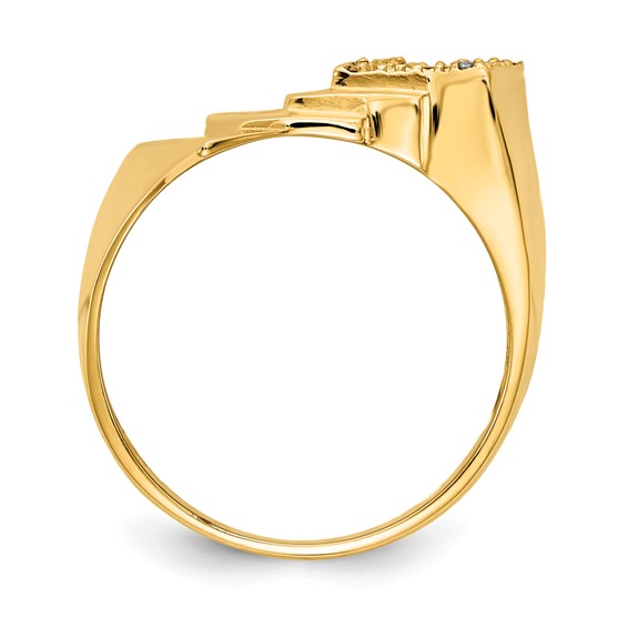 Gold Diamond Mens Poker Ring
