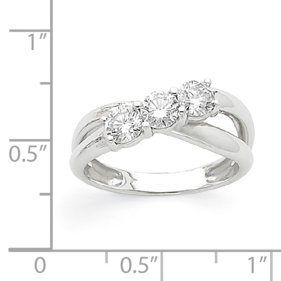 14k White Gold VS Diamond three stone ring