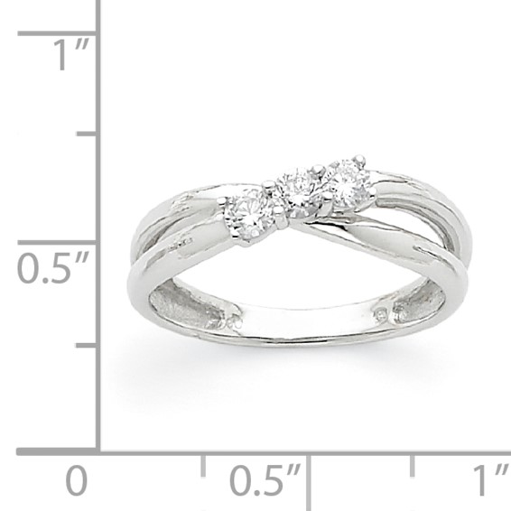 14k White Gold VS Diamond three stone ring