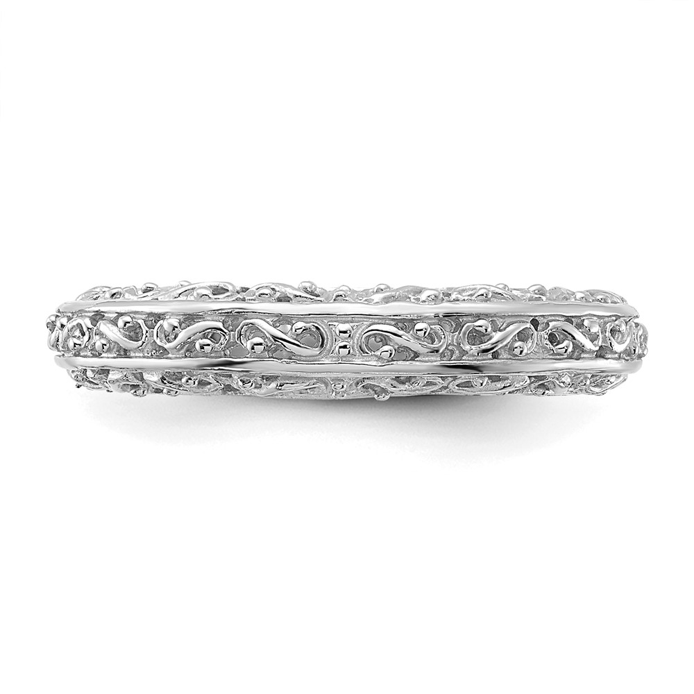 14k White Gold 3mm Filigree Wedding Band (Y3669)