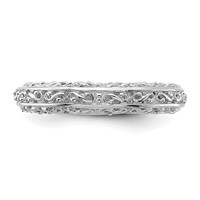 14K White Gold 3mm Filigree Wedding Band view 5