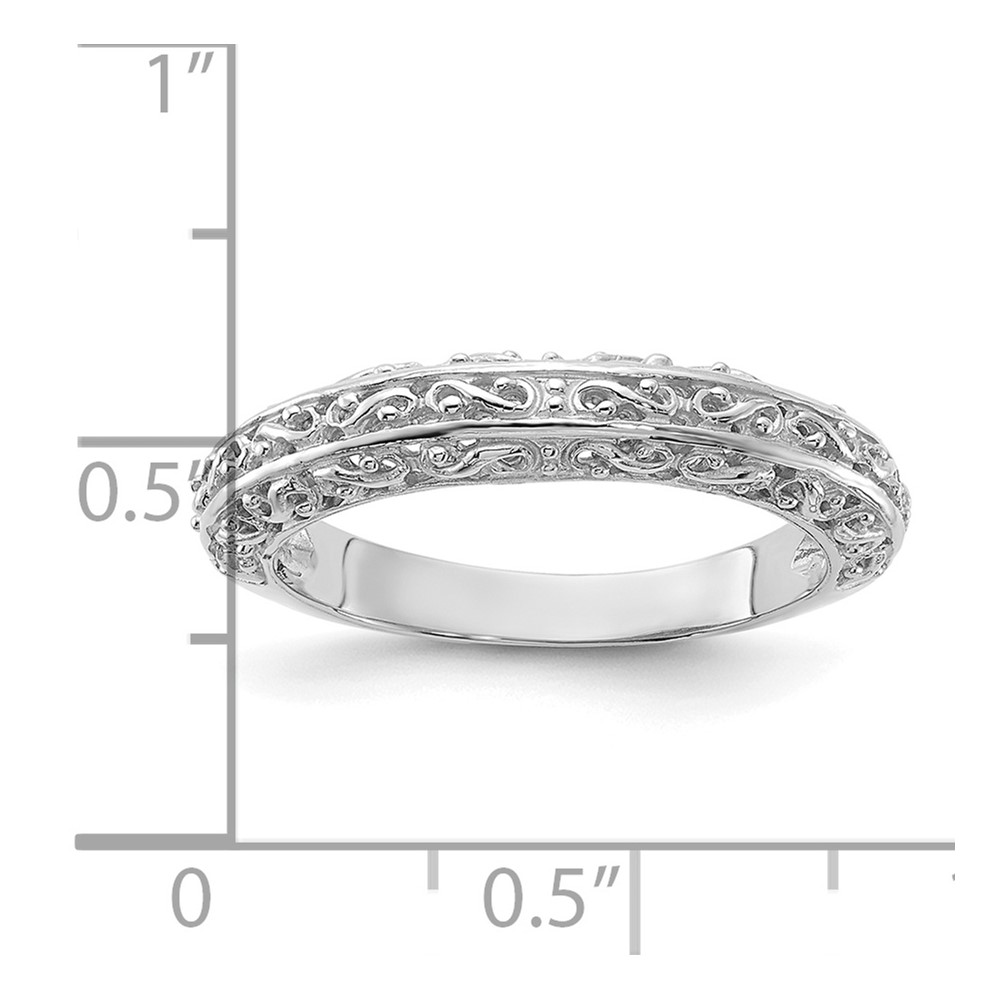 14k White Gold 3mm Filigree Wedding Band (Y3669)