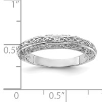 14K White Gold 3mm Filigree Wedding Band view 3