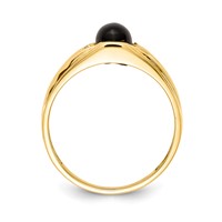 IB Goodman 14K Yellow Gold 8x 6 Oval Onyx Cabochon and a Diamond Mens Ring view 2
