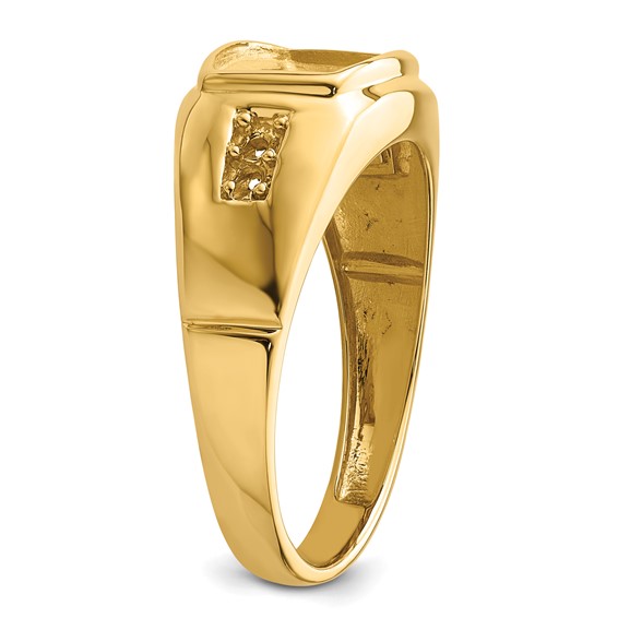 IB Goodman 14k Holds 10x8mm Barrel Onyx and 4-1.8mm Diamonds Mens Ring Mounting