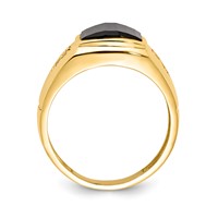 IB Goodman 14K Yellow Gold 10x 8mm Barrel Onyx and AA Diamond Mens Ring view 2