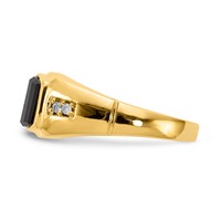 IB Goodman 14K Yellow Gold 10x 8mm Barrel Onyx and AA Diamond Mens Ring view 3