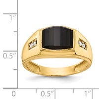 IB Goodman 14K Yellow Gold 10x 8mm Barrel Onyx and AA Diamond Mens Ring view 5