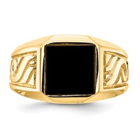 IB Goodman 14K Yellow Gold 9.25mm Square Onyx Mens Ring view 4