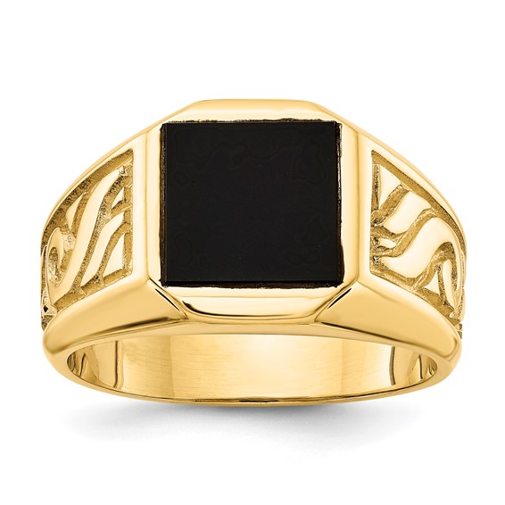 IB Goodman 14k 9.25mm Square Onyx Mens Ring