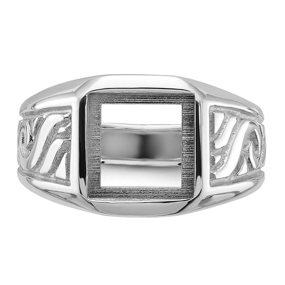 IB Goodman 14k White Gold Holds 9.25mm Square Onyx Mens Ring Mounting
