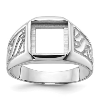 IB Goodman 14k White Gold Holds 9.25mm Square Onyx Mens Ring Mounting