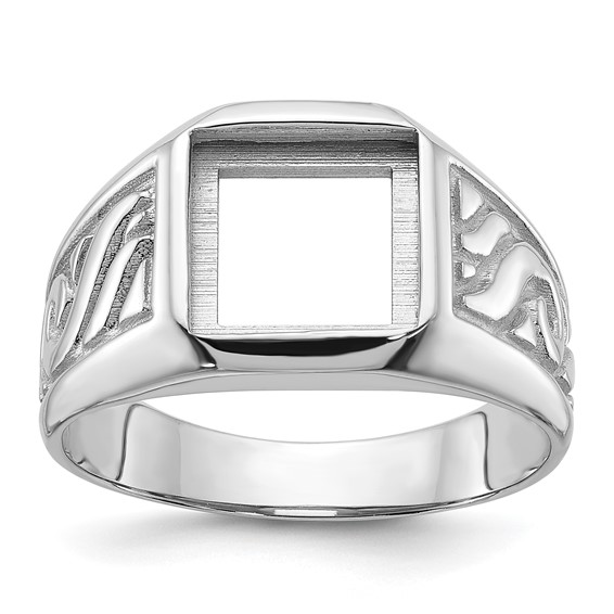 IB Goodman 14k White Gold Holds 9.25mm Square Onyx Mens Ring Mounting