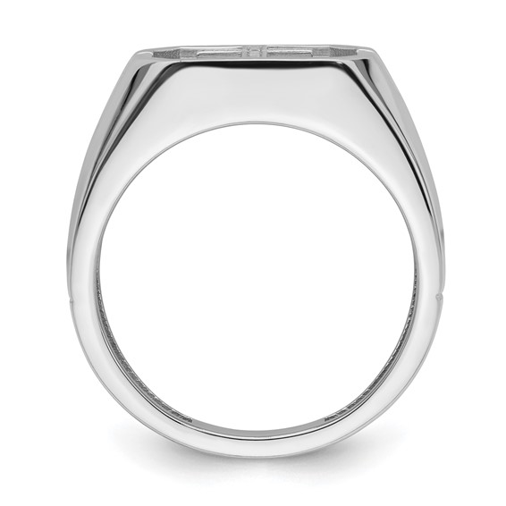 IB Goodman 14k White Gold Holds Octagon Onyx and 1-1.0mm Diamond Mens Cross Ring Mounting
