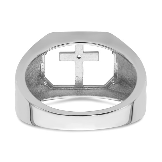 IB Goodman 14k White Gold Holds Octagon Onyx and 1-1.0mm Diamond Mens Cross Ring Mounting