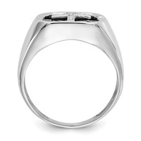 IB Goodman 14K White Gold Octagon Onyx and Aaa Diamond Mens Cross Ring view 2