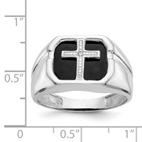 IB Goodman 14K White Gold Octagon Onyx and Aaa Diamond Mens Cross Ring view 5