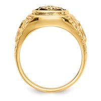 IB Goodman 14K Yellow Gold Polished and Antiqued Nugget Texture Aaa Quality Diamond Masonic Ring view 2
