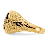 IB Goodman 14K Yellow Gold Polished and Antiqued Nugget Texture Aaa Quality Diamond Masonic Ring view 3