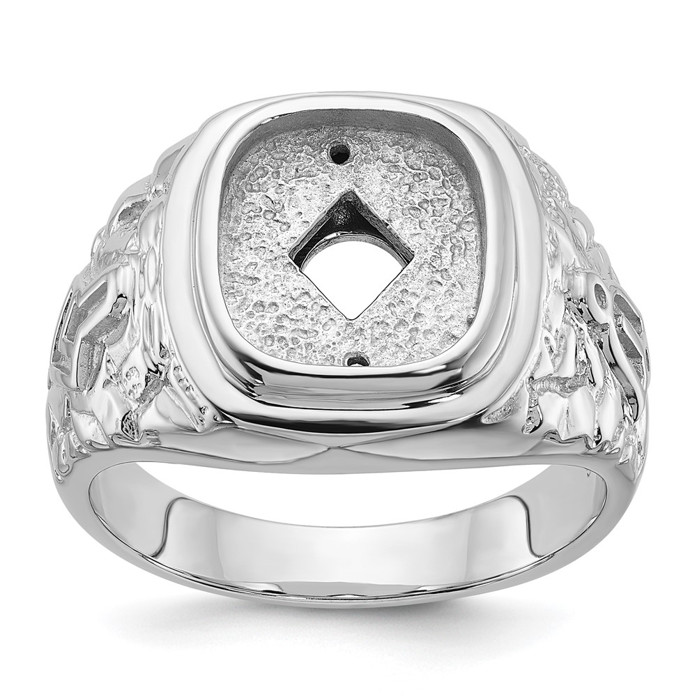 14k White Gold Men’s Polished and Textured Masonic Ring Mounting