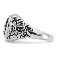 IB Goodman 14K White Gold Mens Polished Antiqued Nugget Texture Ring with Black Enamel and AA Quality Diamonds Masonic view 3