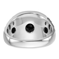 IB Goodman 14K White Gold Mens Polished Antiqued Nugget Texture Ring with Black Enamel and AA Quality Diamonds Masonic view 5