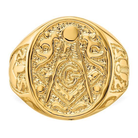 IB Goodman 14k Mens Polished and Grooved (No Enamel) Masonic Ring