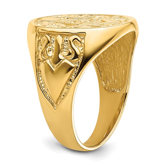 IB Goodman 14k Mens Polished and Grooved (No Enamel) Masonic Ring