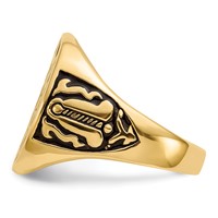 IB Goodman 14K Yellow Gold Mens Polished and Grooved Ring with Black Enamel Masonic view 3
