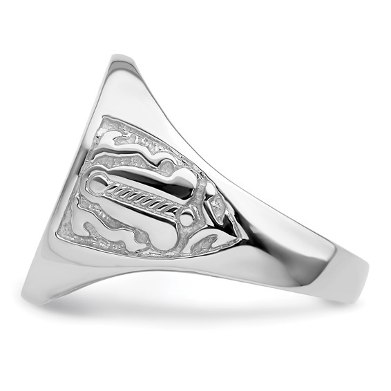 IB Goodman 14k White Gold Mens Polished and Grooved (No Enamel) Masonic Ring