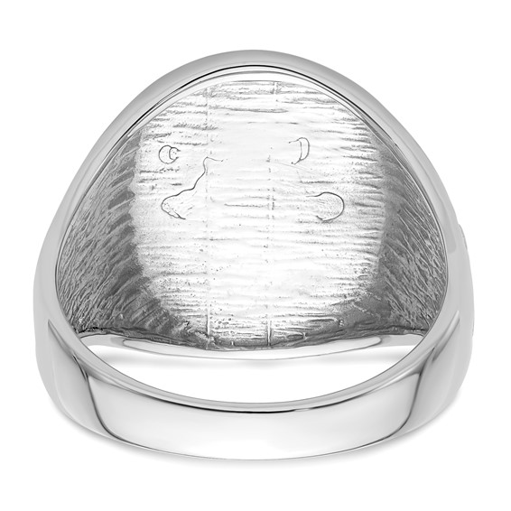 IB Goodman 14k White Gold Mens Polished and Grooved (No Enamel) Masonic Ring