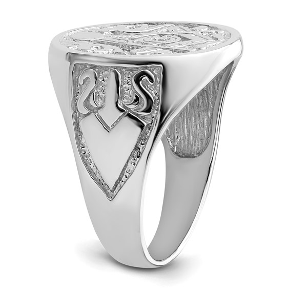IB Goodman 14k White Gold Mens Polished and Grooved (No Enamel) Masonic Ring