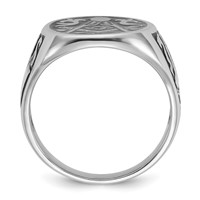 IB Goodman 14K White Gold Mens Polished and Grooved Ring with Black Enamel Masonic view 2