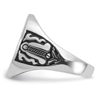 IB Goodman 14K White Gold Mens Polished and Grooved Ring with Black Enamel Masonic view 5