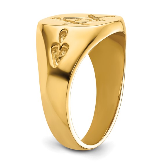 IB Goodman 14k Mens Polished and Grooved (No Enamel) Masonic Ring
