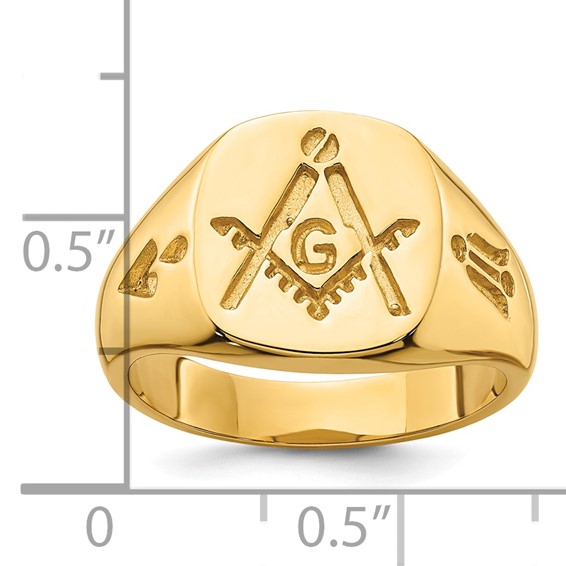 IB Goodman 14k Mens Polished and Grooved (No Enamel) Masonic Ring
