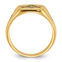 IB Goodman 14K Yellow Gold Mens Polished and Grooved Ring with Black Enamel Masonic view 2