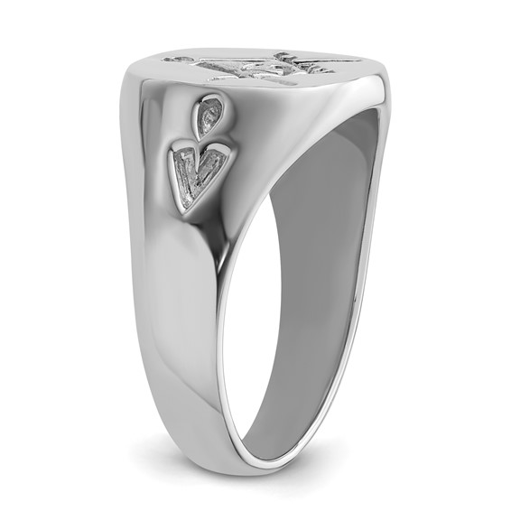 IB Goodman 14k White Gold Mens Polished and Grooved (No Enamel) Masonic Ring