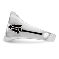 IB Goodman 14K White Gold Mens Polished and Grooved Ring with Black Enamel Masonic view 4