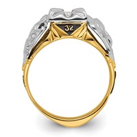 IB Goodman 14K Two-tone Mens Polished and Textured Ring with Black Enamel and a Quality Diamond Masonic view 2