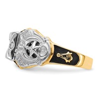 IB Goodman 14K Two-tone Mens Polished and Textured Ring with Black Enamel and a Quality Diamond Masonic view 3