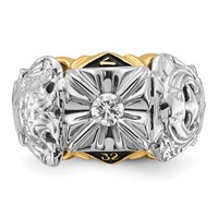 IB Goodman 14K Two-tone Mens Polished and Textured Ring with Black Enamel and a Quality Diamond Masonic view 4