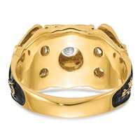 IB Goodman 14K Two-tone Mens Polished and Textured Ring with Black Enamel and a Quality Diamond Masonic view 5