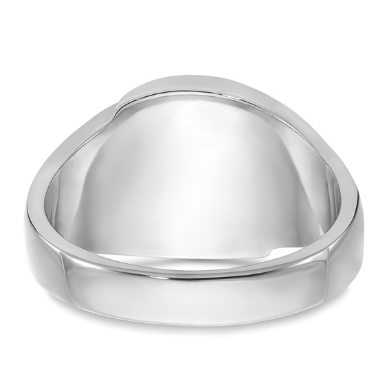 IB Goodman 14k White Gold Mens Polished/Antiqued and Grooved with Imitation Blue Spinel Masonic Ring