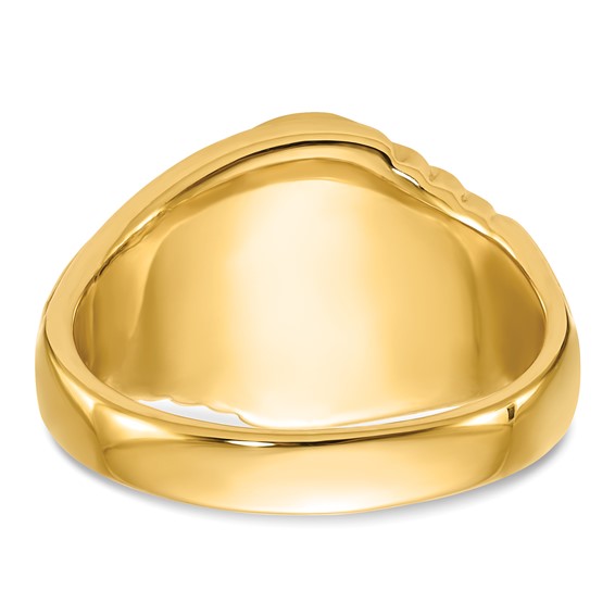 IB Goodman 14k Mens Polished and Textured with Oval Onyx Masonic Ring