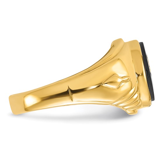 IB Goodman 14k Mens Polished and Textured with Oval Onyx Masonic Ring