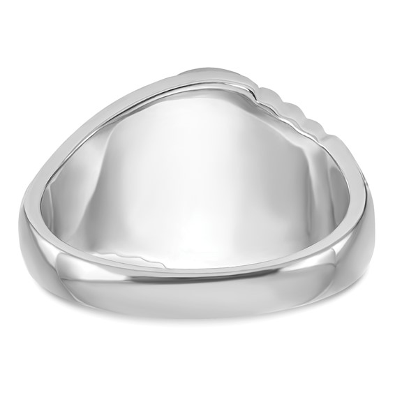 IB Goodman 14k White Gold Mens Polished and Textured with Imitation Blue Spinel Masonic Ring